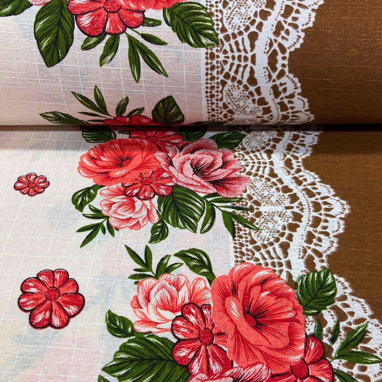 Linhão de Toalha Rústica Floral com Renda APOCALIPSE