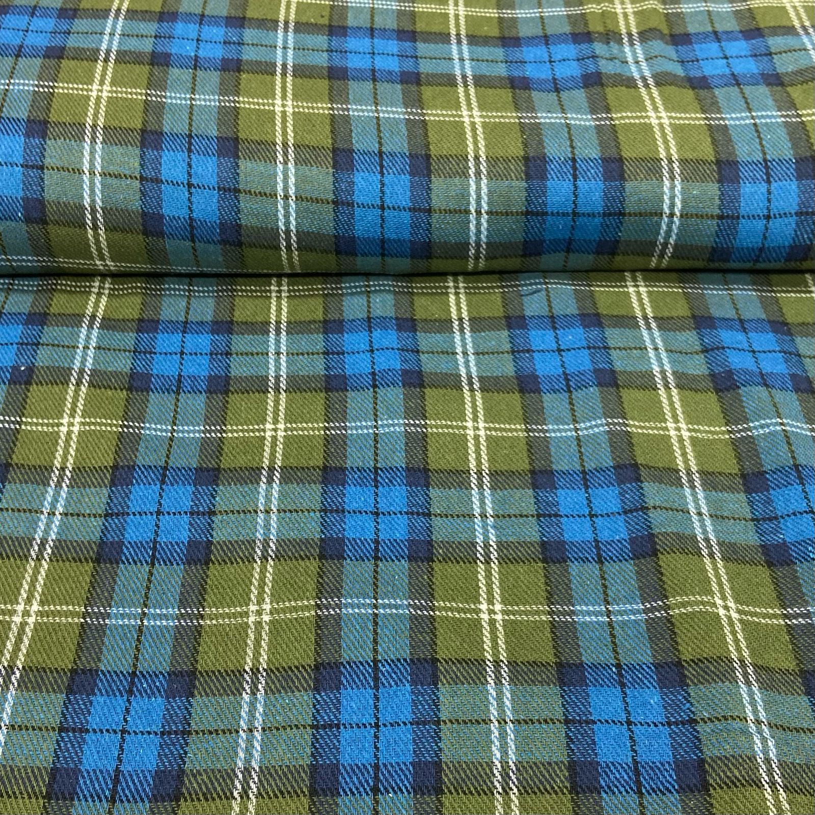 Flanela Xadrez Verde Escuro e Azul RRR