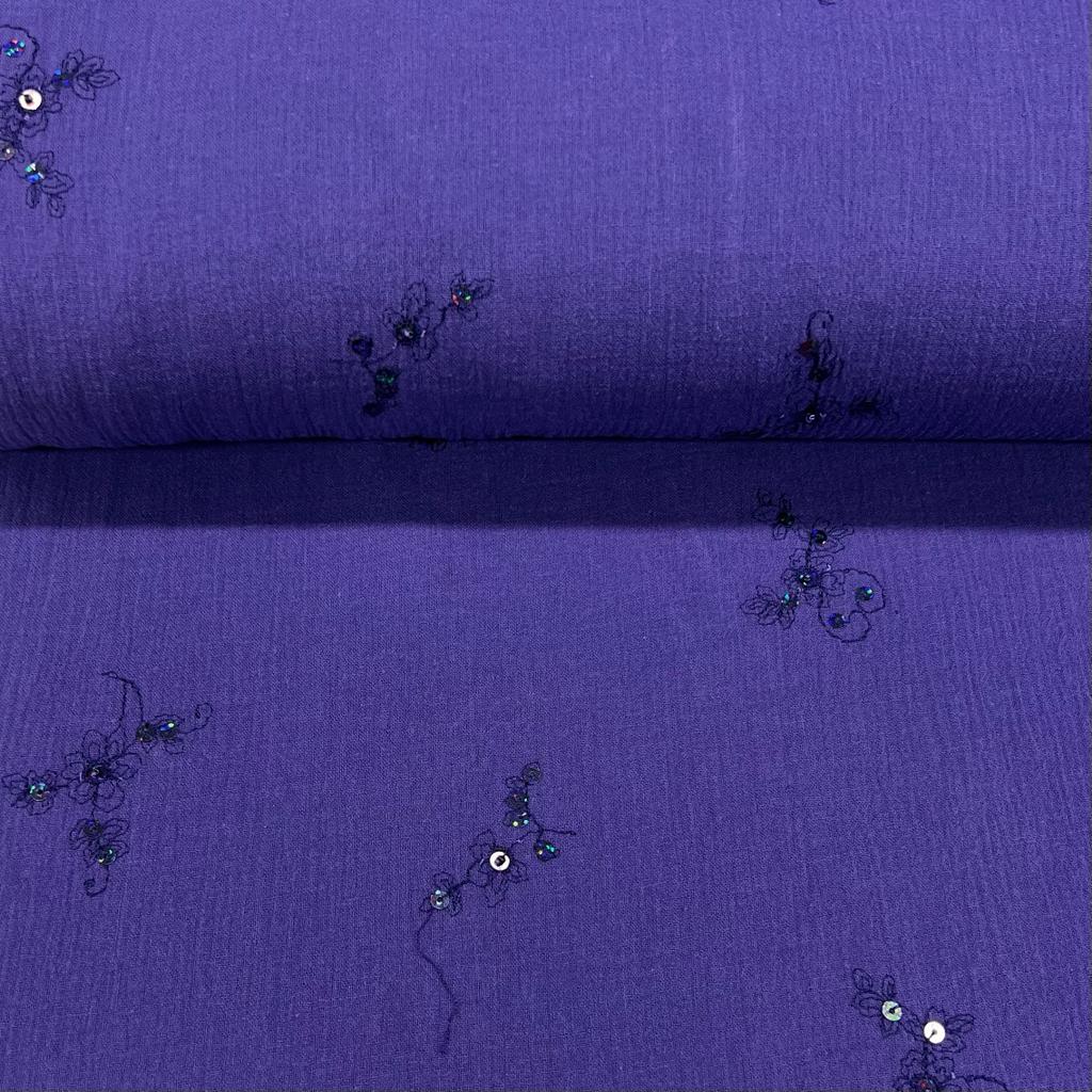 Crepe de Algodão Lantejoula Azul Royal Naif DOMINGO