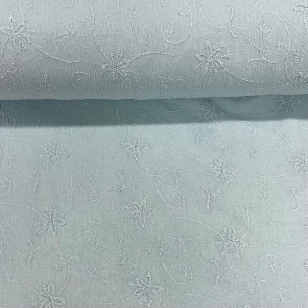 Crepe de Algodão Azul Nuvem Botanica