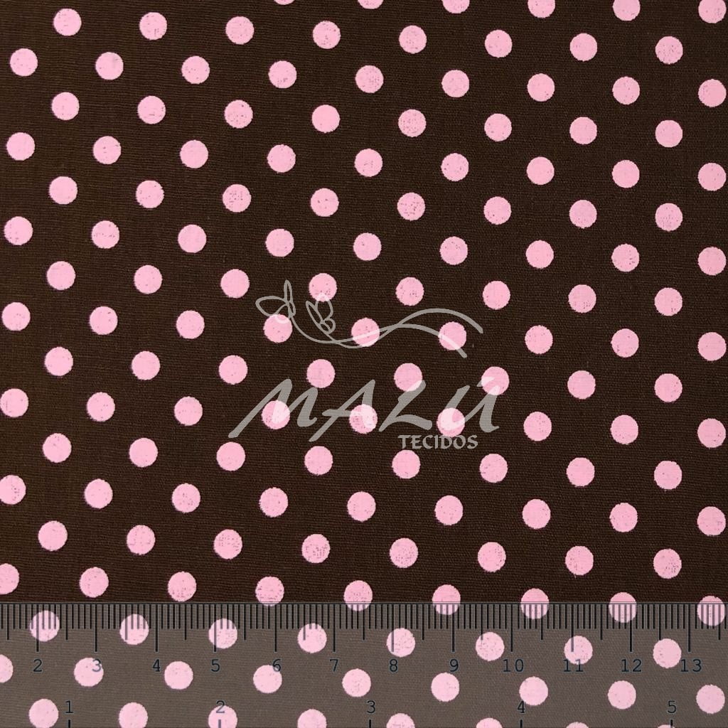 Tricoline Poa Rosa com fundo Marrom