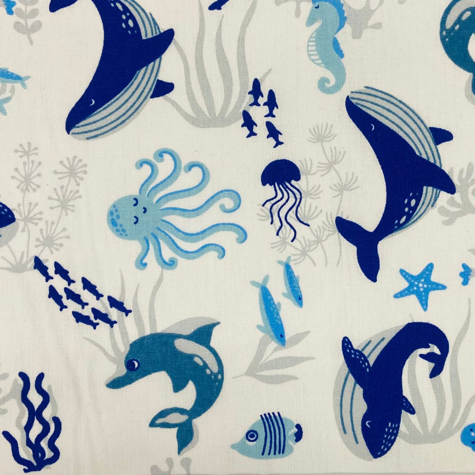 Tricoline Infantil Mar dos Bichos Azul LIQUIDA