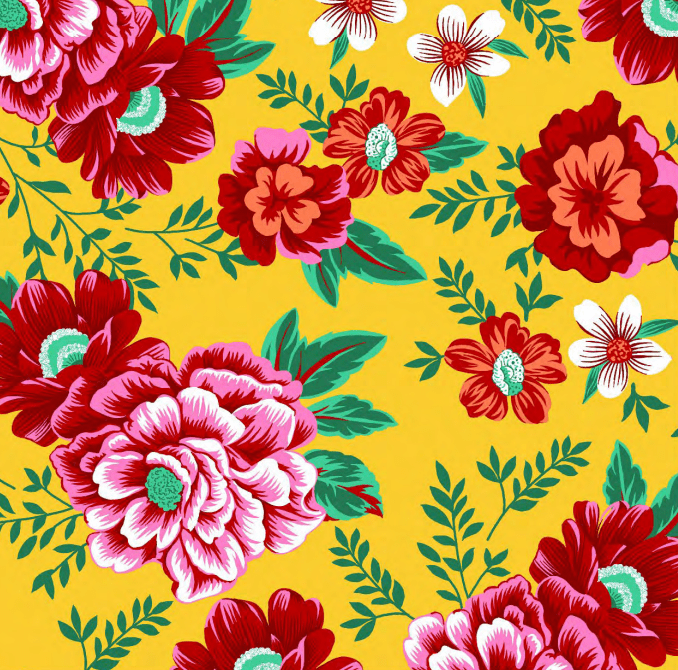 CORTE 0,90X1,50m Chitão Amarelo com Vermelho