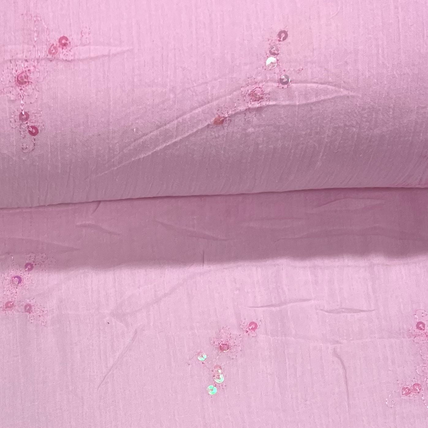 Crepe de Algodão Lantejoula Rosa Naif ESQUENTA