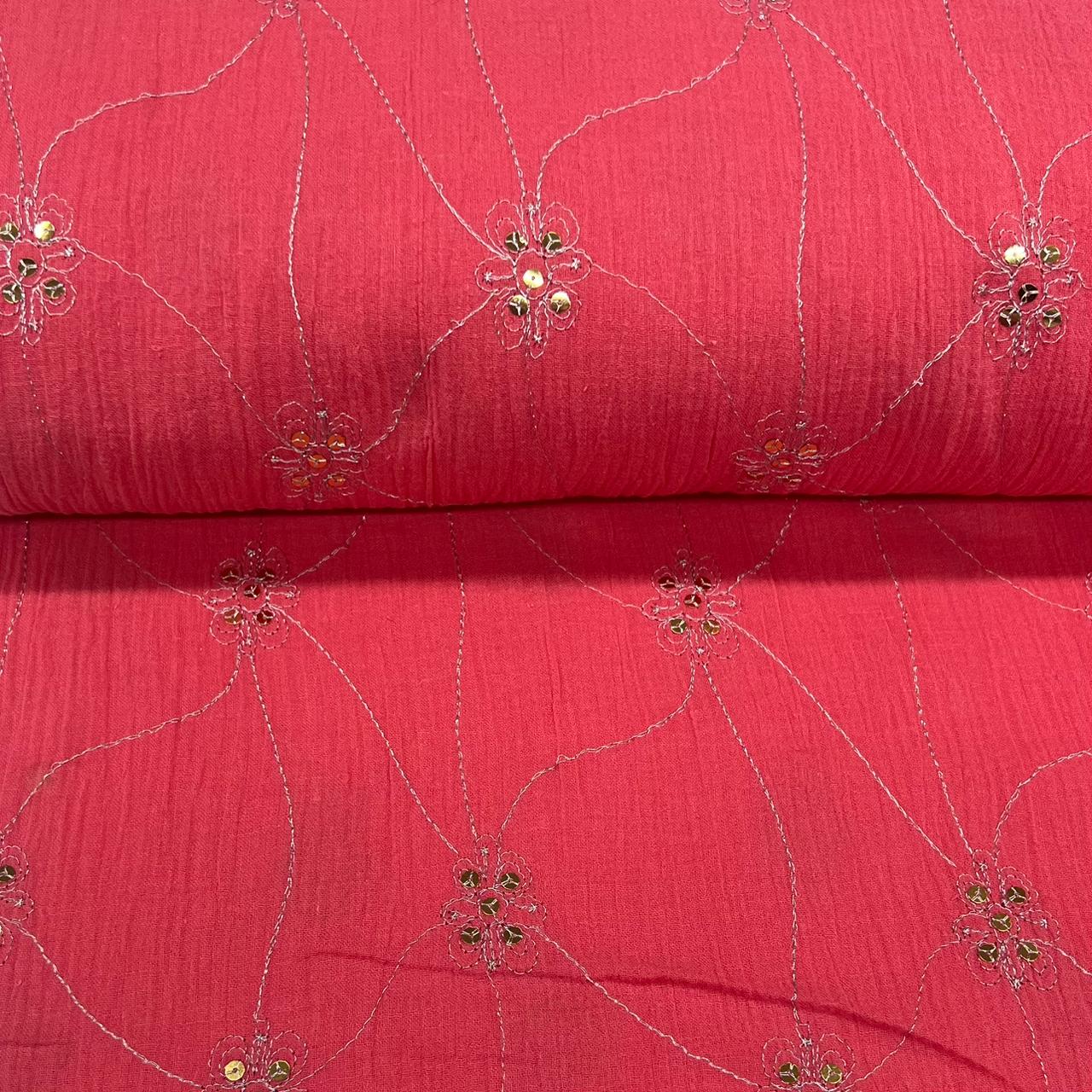 Crepe de Algodão Goiaba Lantejoula Soleil ESQUENTA