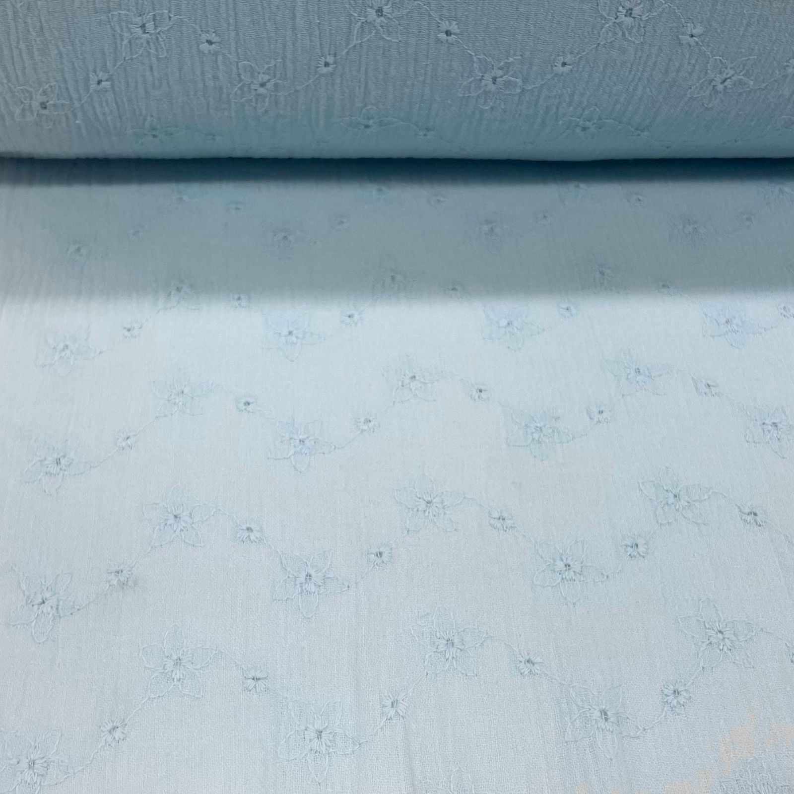 CORTE 0,80 X 1,60m Crepe de Algodão Laise Azul Claro Lolita 