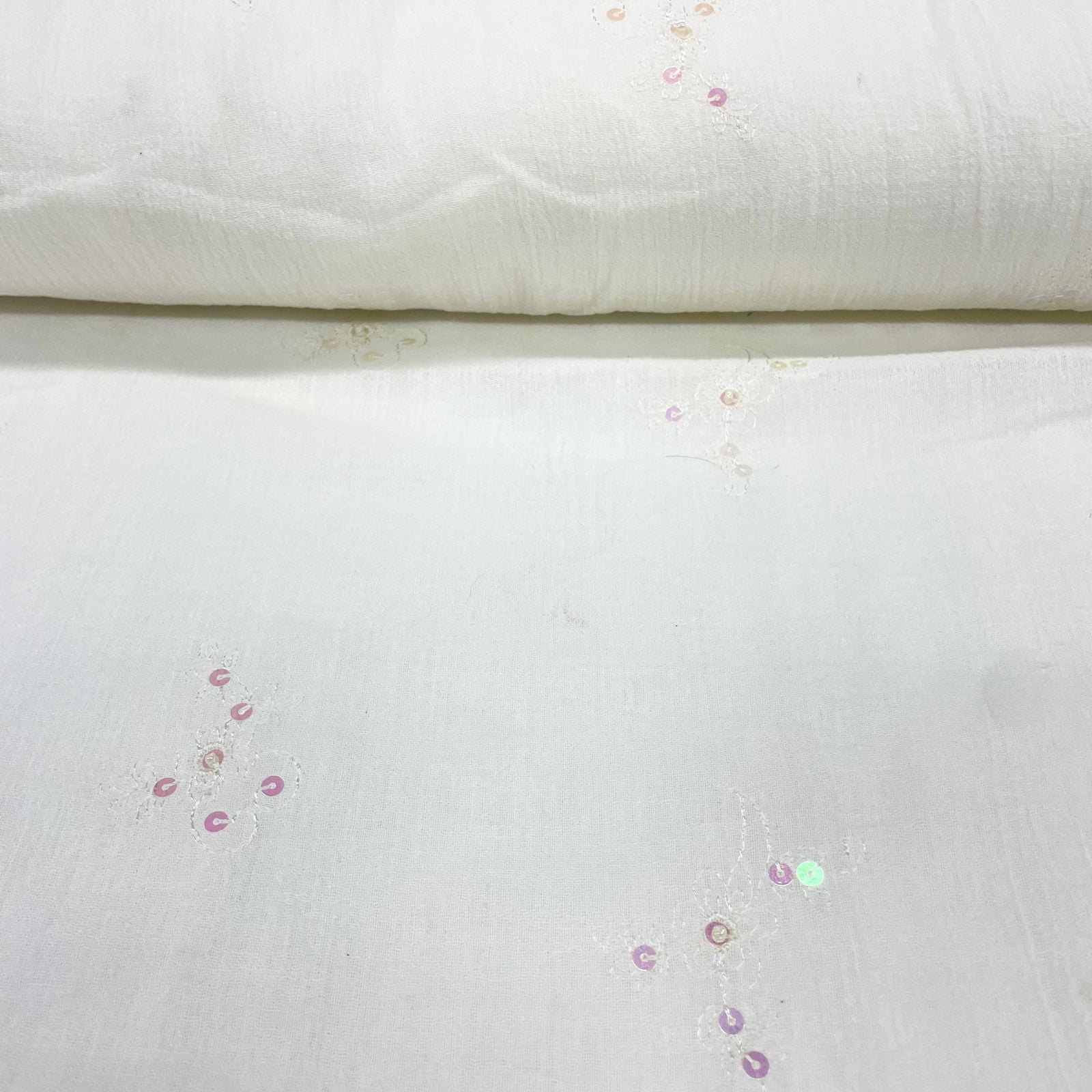 Crepe de Algodão Lantejoula Marfim Naif FIND