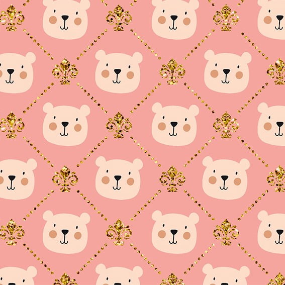 Tricoline Ursinho Rosa e Dourado  RRR 