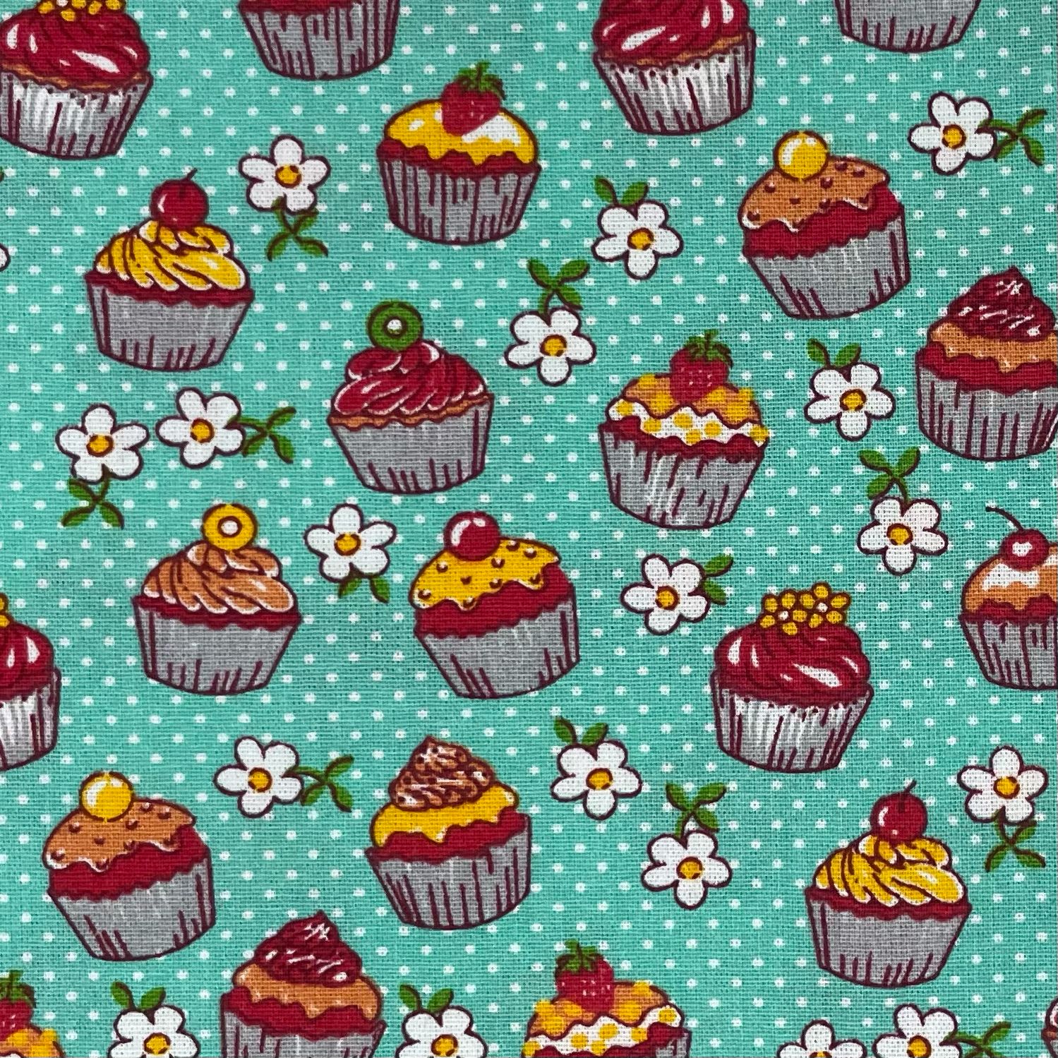 Tricoline Cupcake Fundo Verde