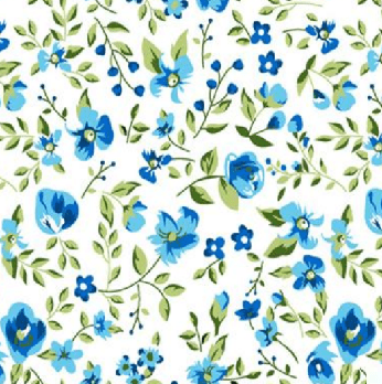 Tricoline Floral Azul Pintura