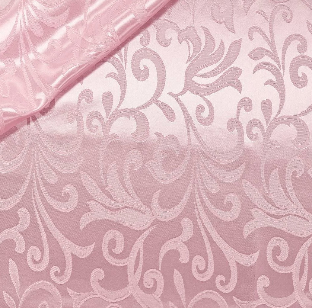 Cetim Brocado Arabesco Rosa Claro MALUCA