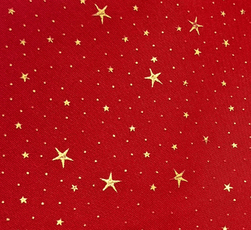 CORTE 0,90x1,50cm Toalha Natal Vermelha Estrela Brilhante Dourado