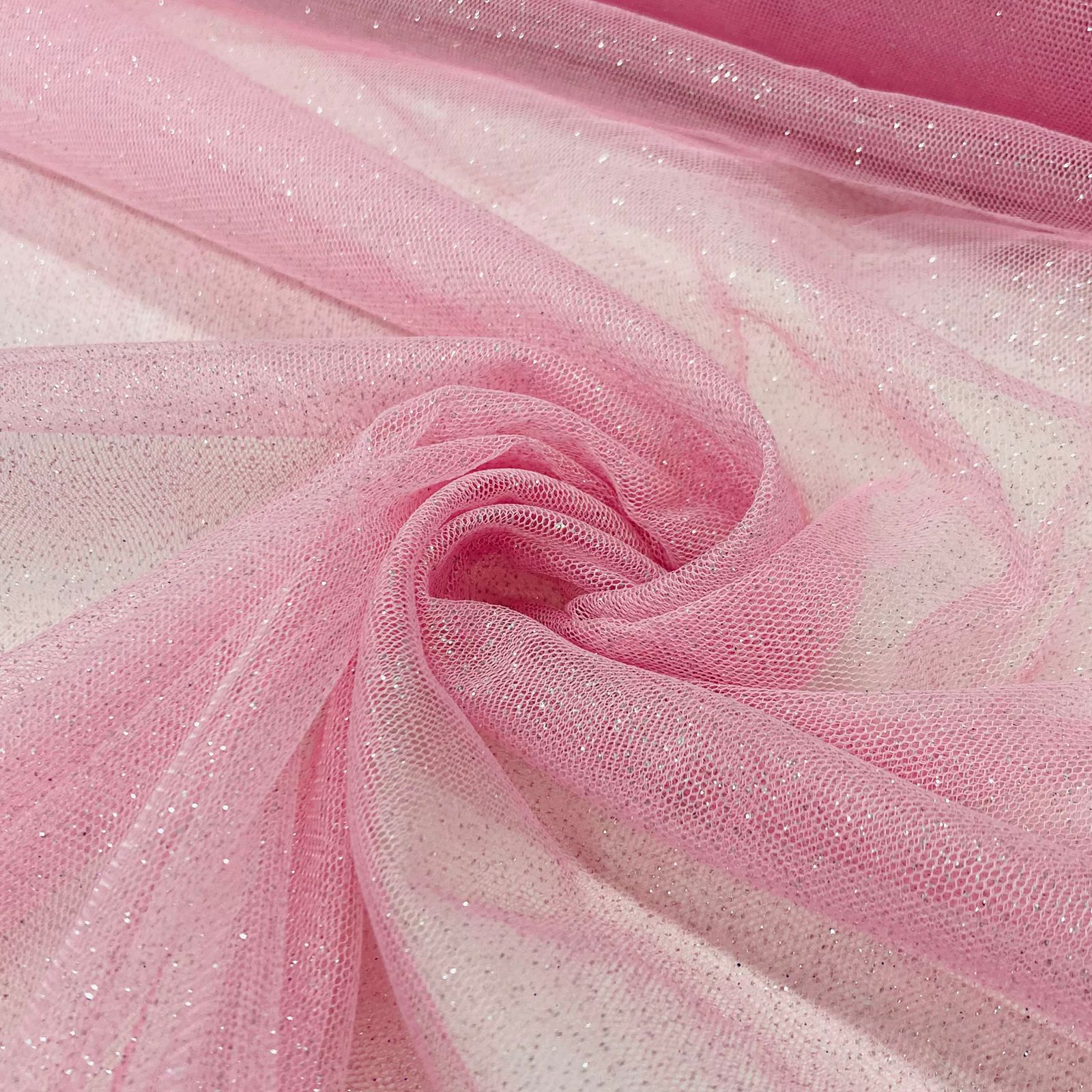 Tule Glitter Rosa Bebê com Prata RRR