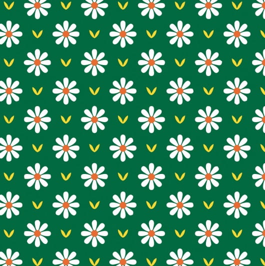 CORTE 0,40x1,50cm Tricoline Margaridas Fundo Verde 