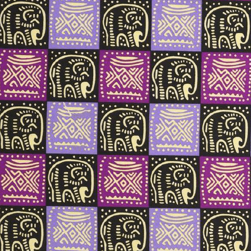 Oxford Africano Quadriculado Elefantes Roxo RRR