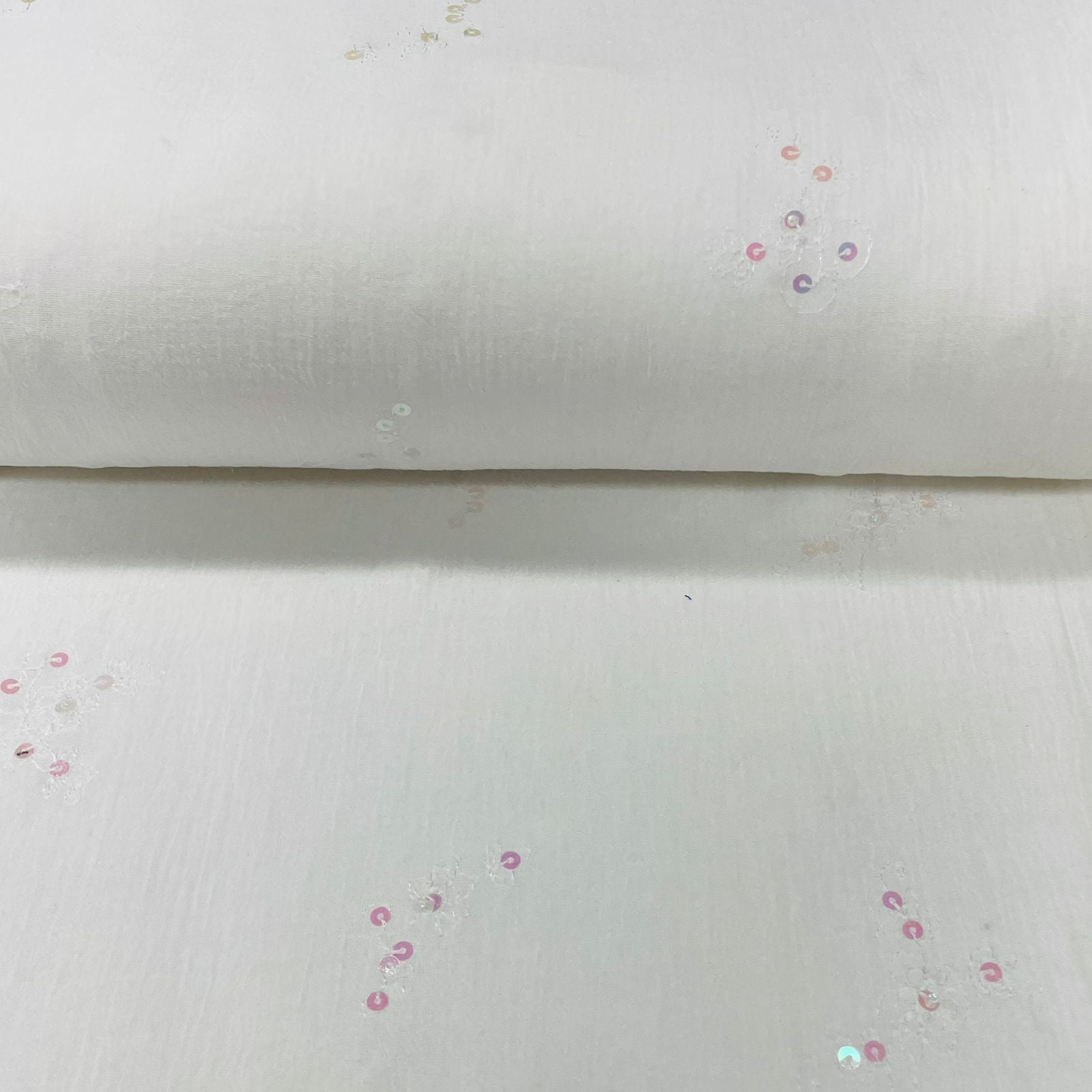 Crepe de Algodão Lantejoula Branco Naif RRR