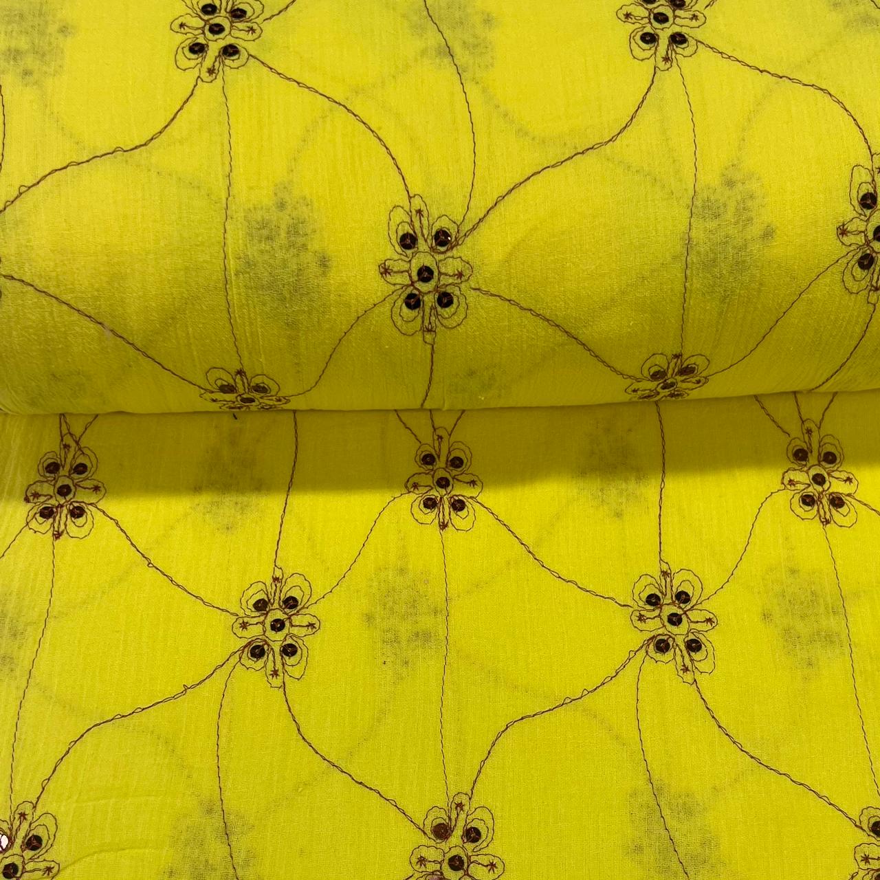 Crepe de Algodão Amarelo Lantejoula Soleil RRR