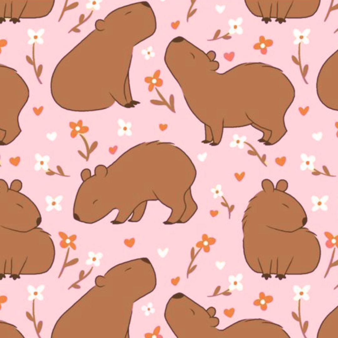 Tricoline Capivarias Fundo Rosa RRR