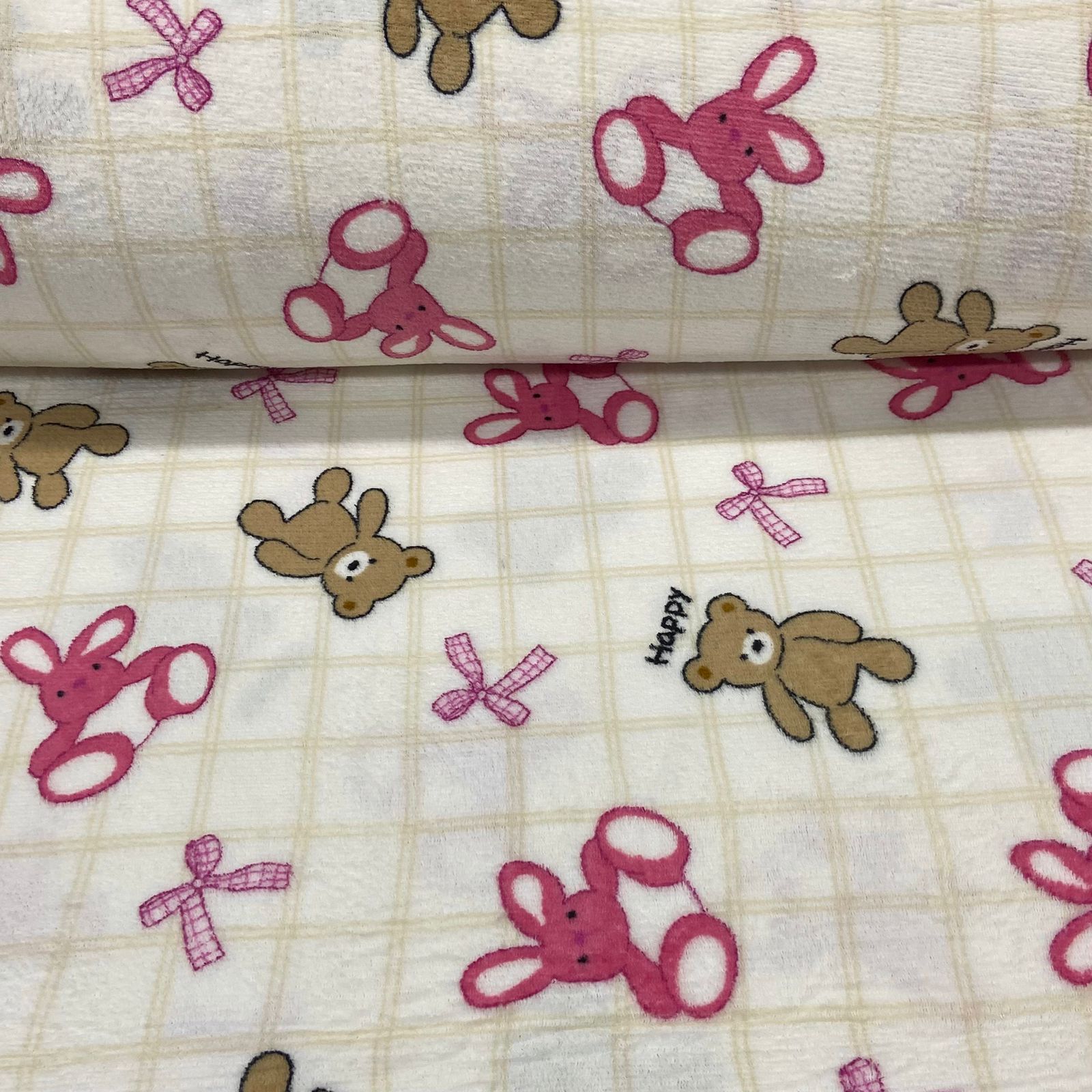 CORTE 0,50x1,60cm Fleece Ursinhos & Coelhinhos