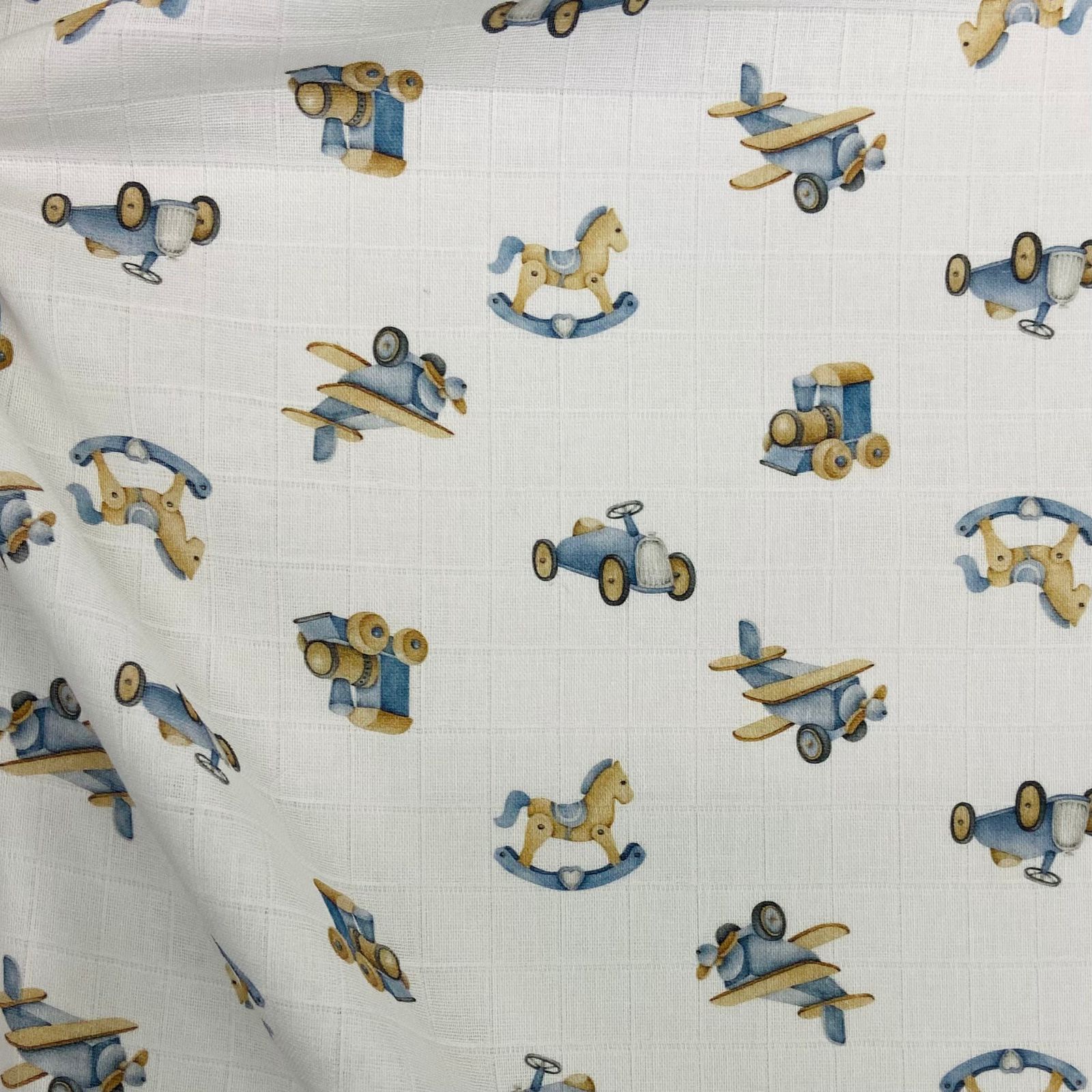 CORTE 0,70x0,80cm Fralda Quadriculada Digital Cavalo de Brinquedo