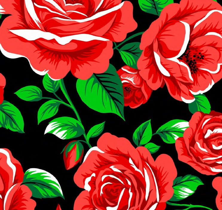 CORTE 0,70x1,50cm Chitão Rosas Vermelhas 