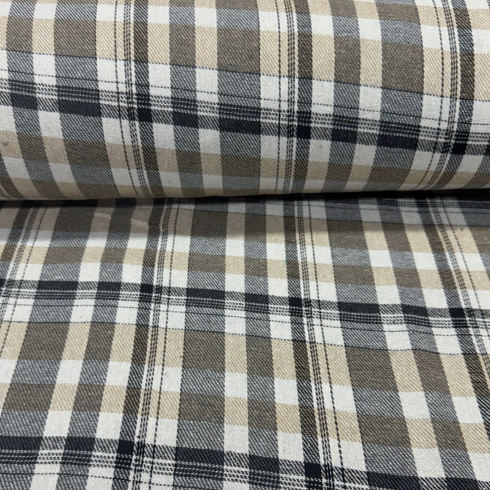 CORTE 0,50x1,50cm Flanela Xadrez Bege Mescla