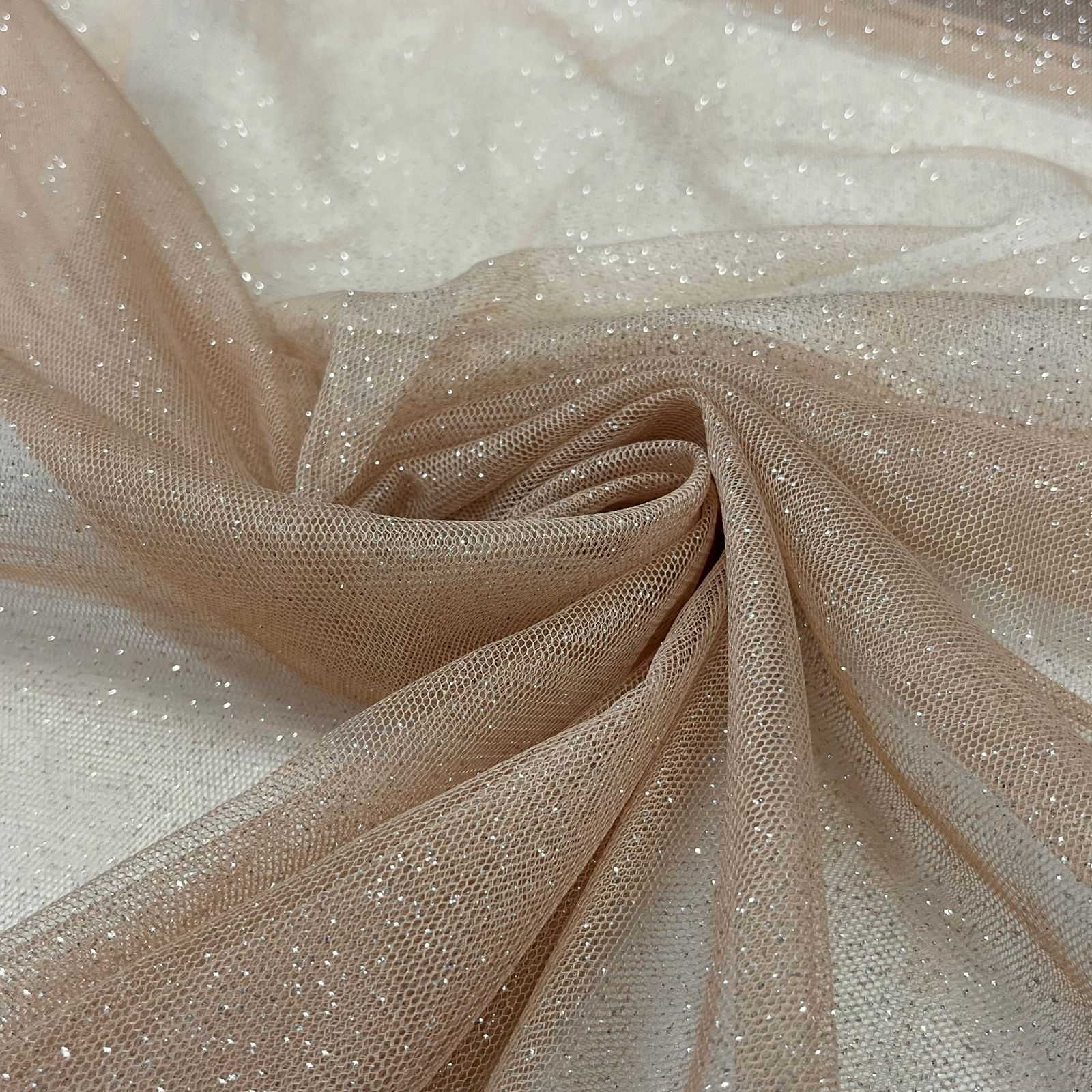 Tule Glitter Bege Prata RRR