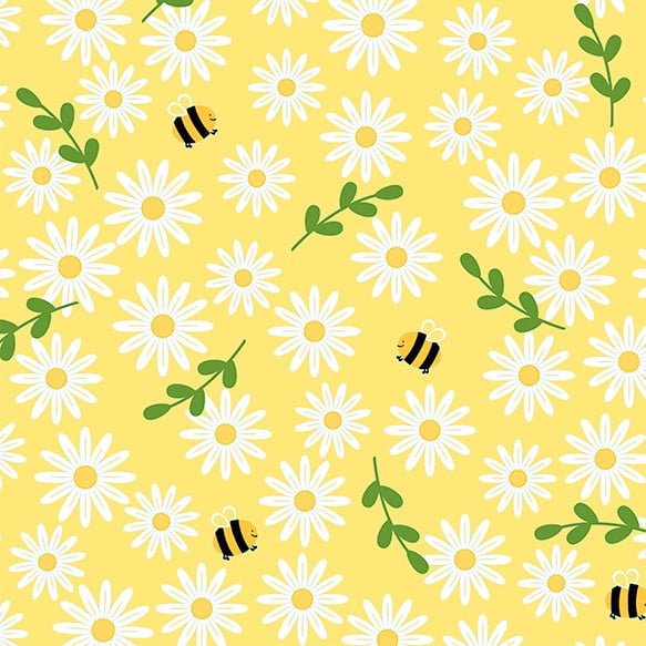 Tricoline Margaridas e Abelhas Fundo Amarelo MORTAL