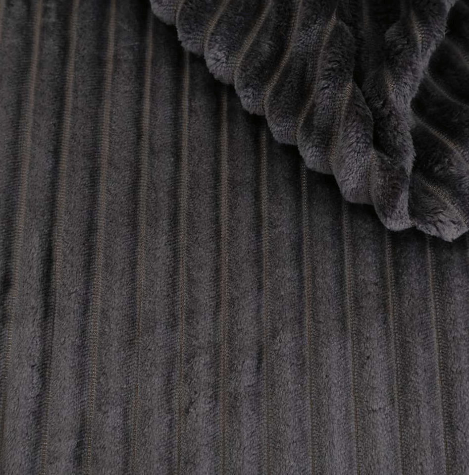 CORTE 0,60x2,50cm Mantinha Fleece Canelado 2,50m Cinza Chumbo