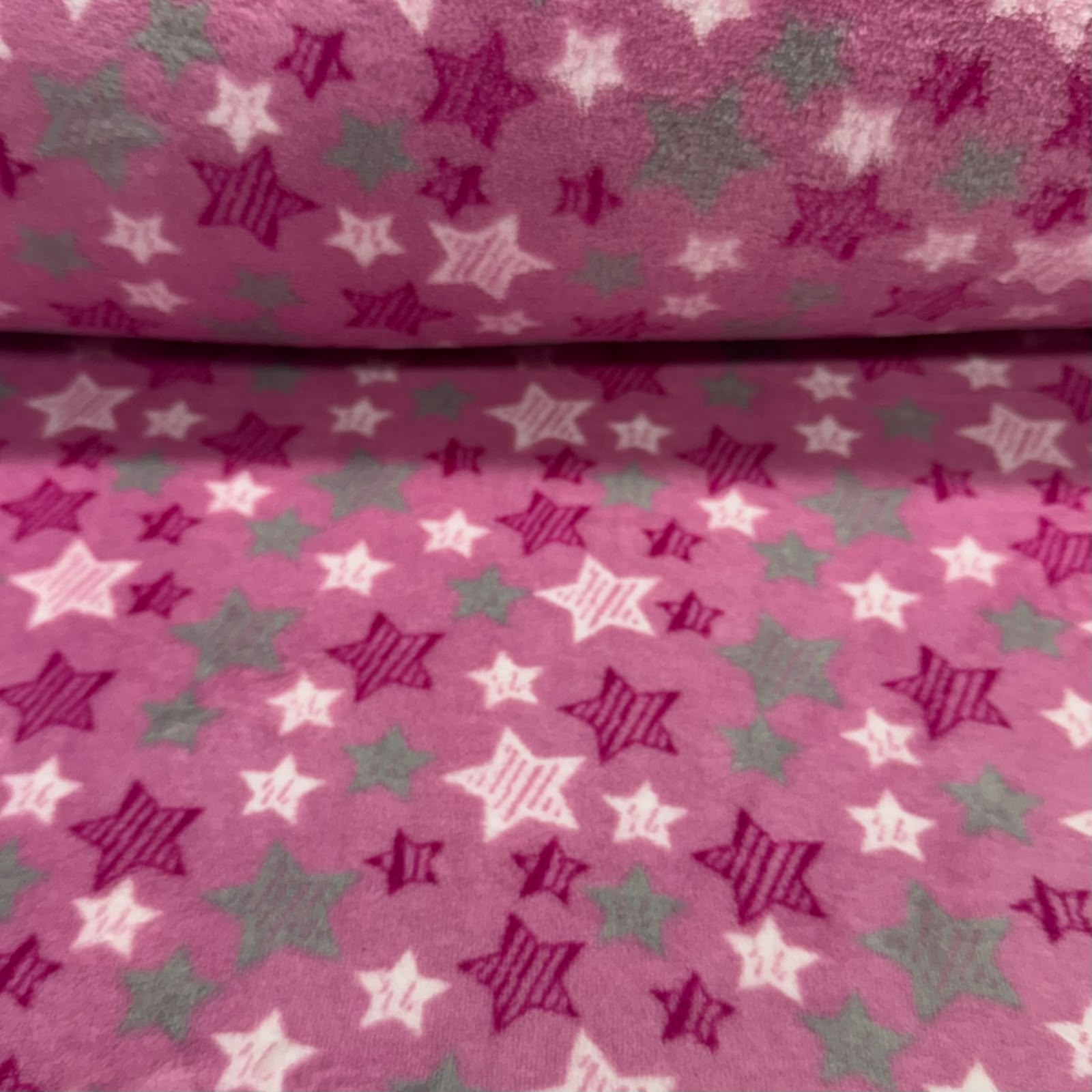 CORTE 1,00x1,60cm Fleece Estrelas Fundo Rosa