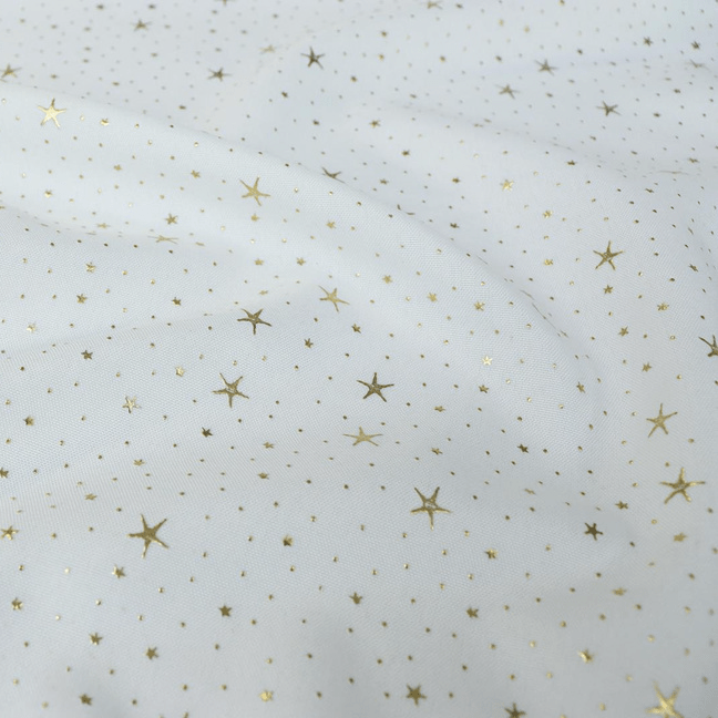 CORTE 1,00x1,50cm Toalha Natal Estrelas Brilhantes Dourada