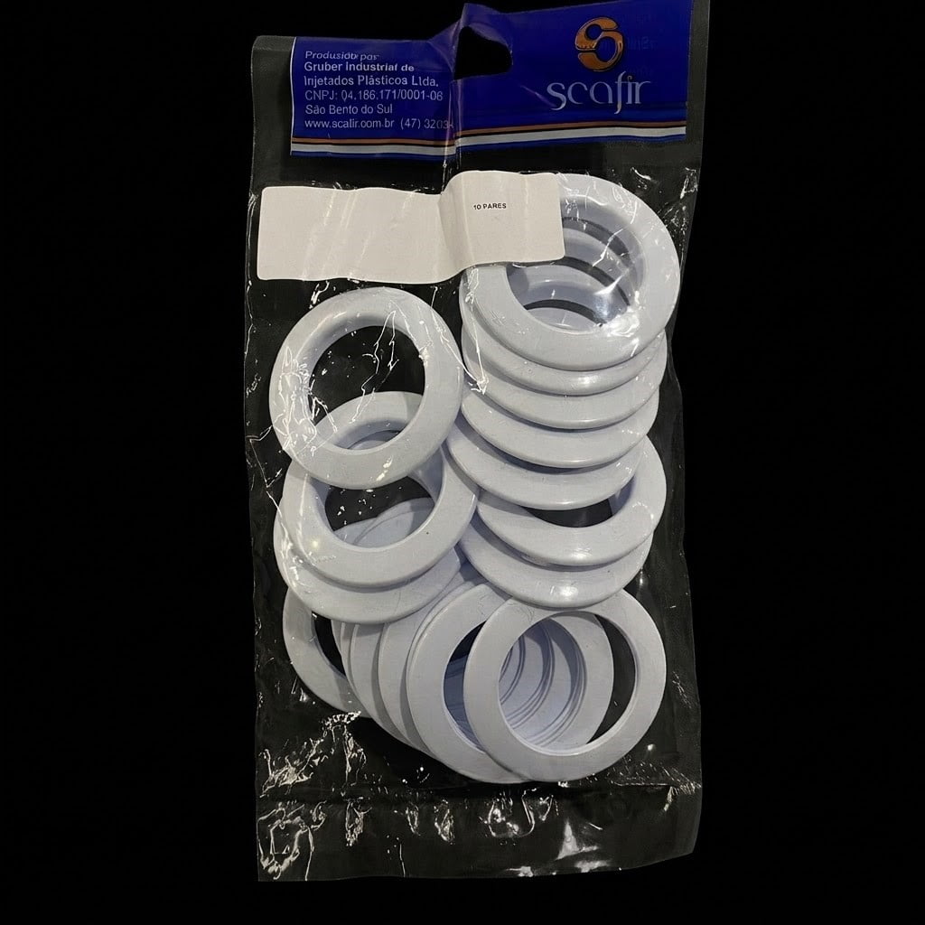 Pacote 10 Pares de ilhos Cortina Varão 28mm Branco