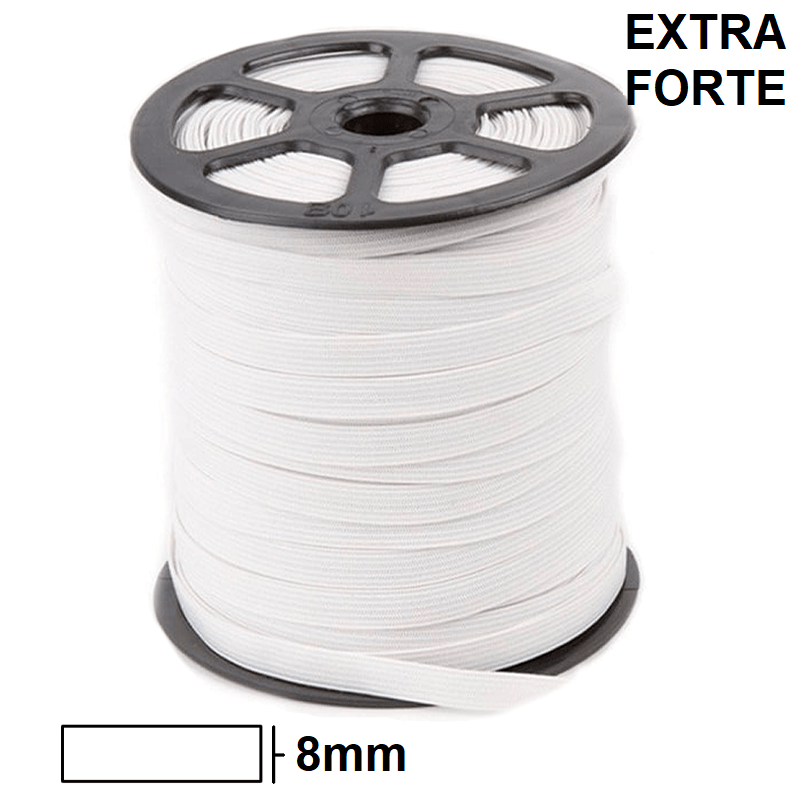 Elástico Branco Extra Forte 8mm