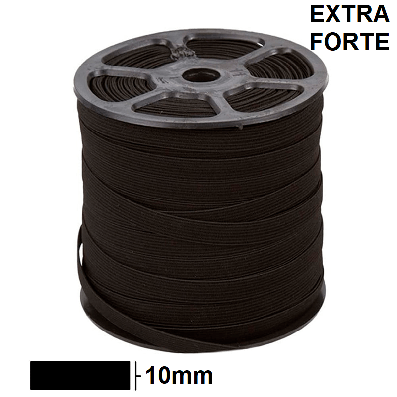 Elástico Preto Extra Forte 10mm