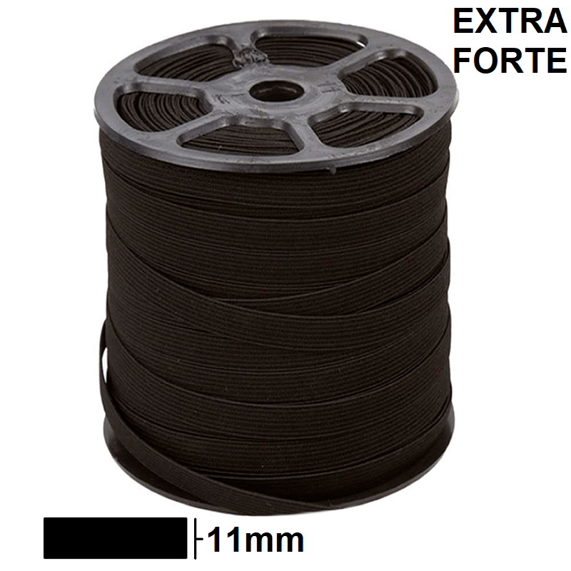 Elástico Preto Extra Forte 11mm