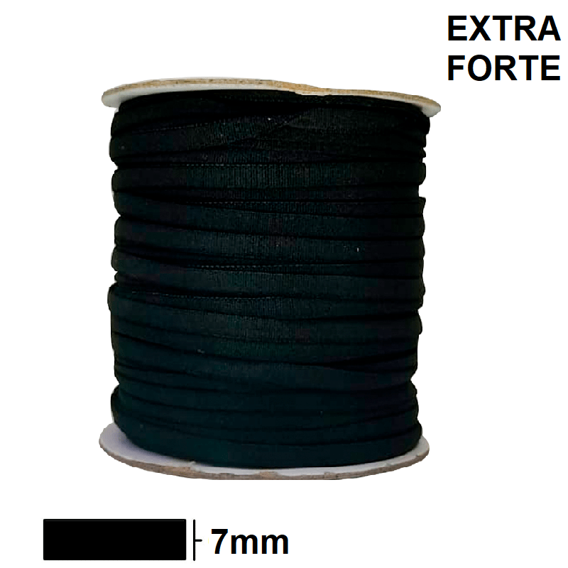 Elástico Preto Extra Forte 7mm