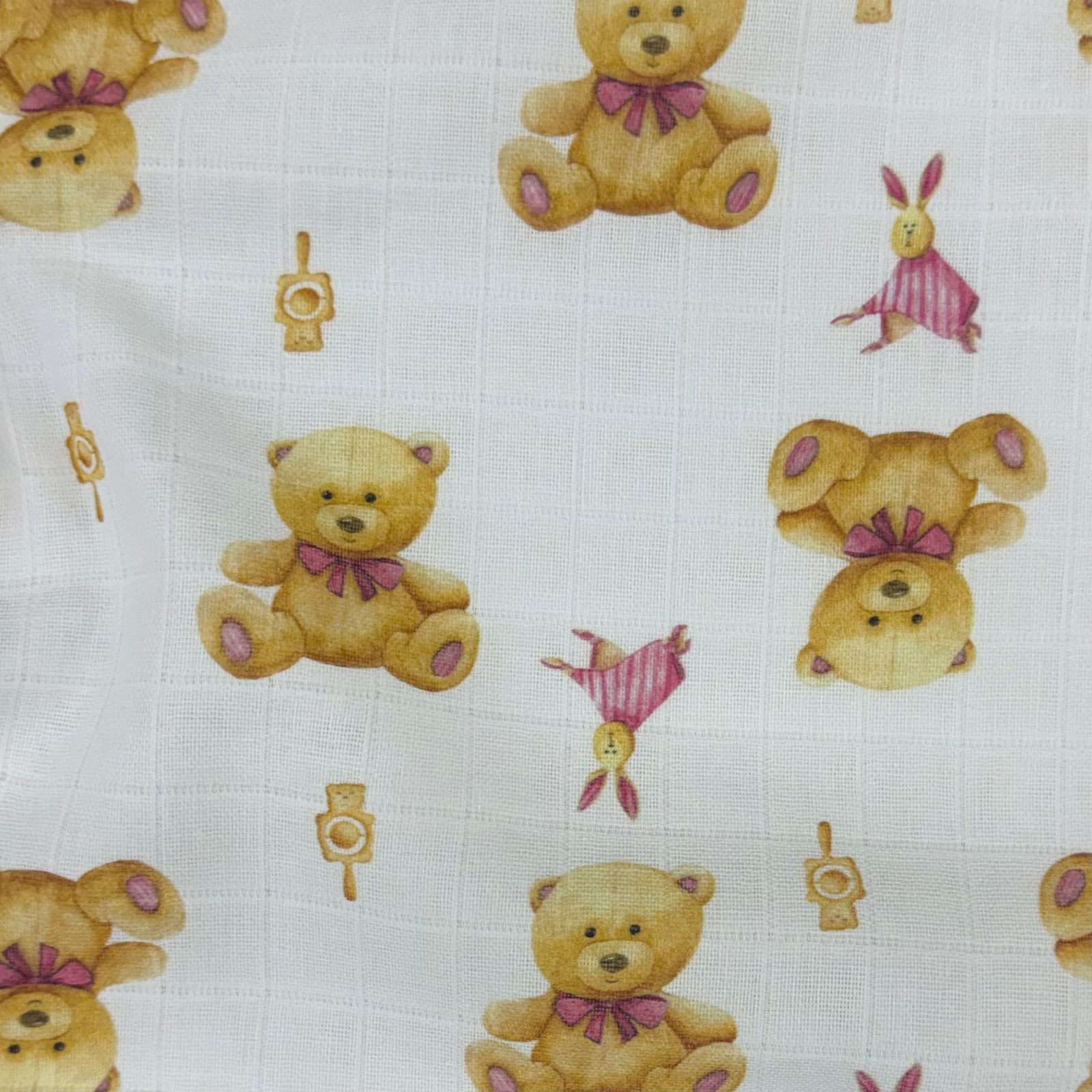 Fralda Quadriculada Digital Urso Menina