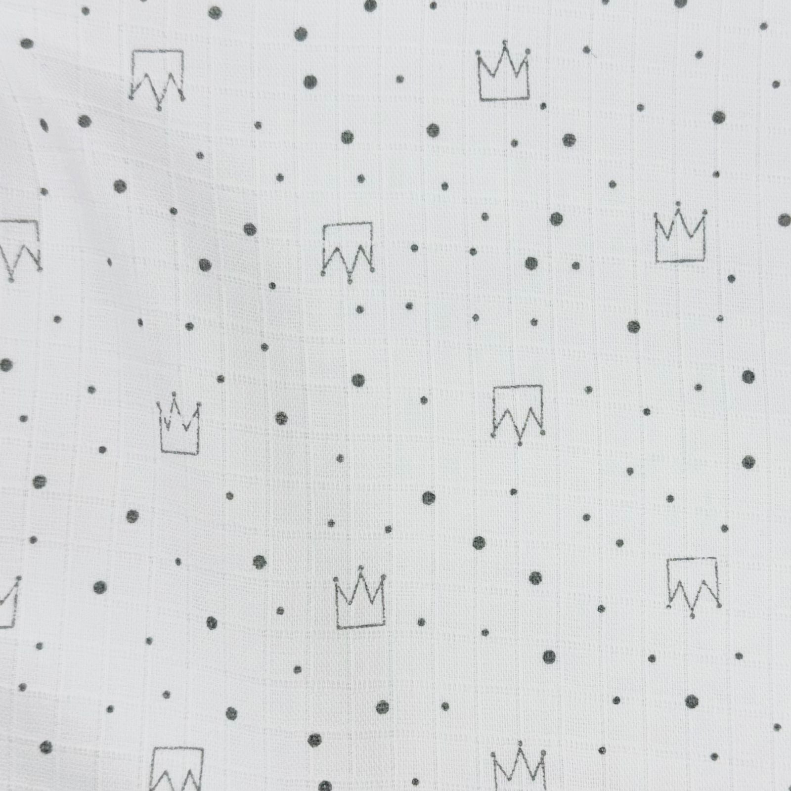 Fralda Quadriculada Mini Coroas Cinza 70x75cm