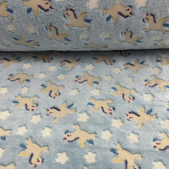 Fleece Brilha no Escuro Unicornio Azul