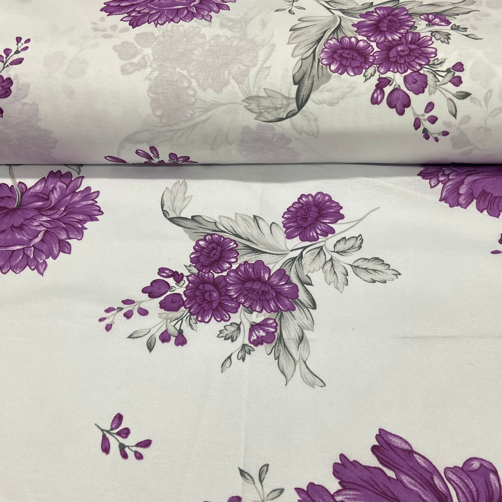 Lençol Elegance Mini Flores Roxas 2,50m