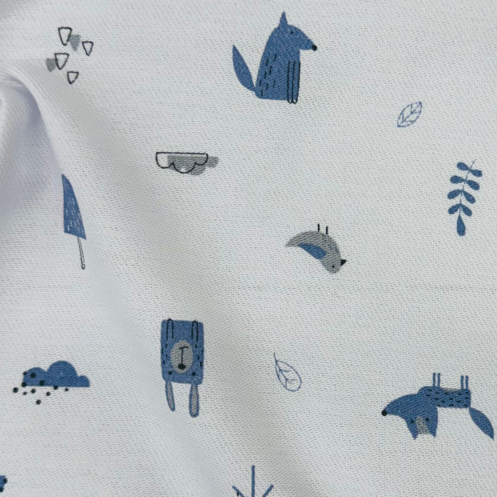 Flanela Cueiro Premium Animais da Floresta Azul