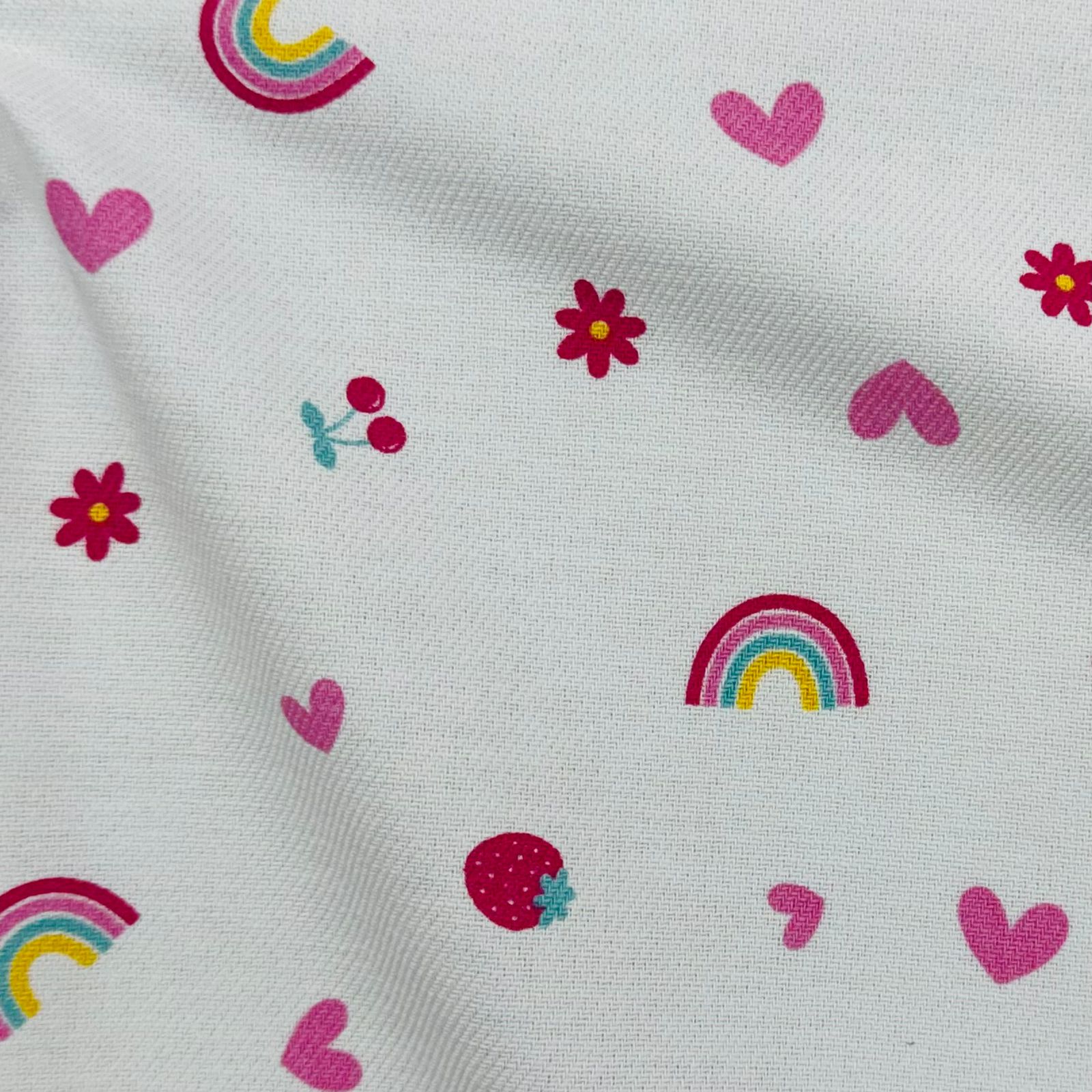 Flanela Cueiro Premium Frutinhas e Arco-íris