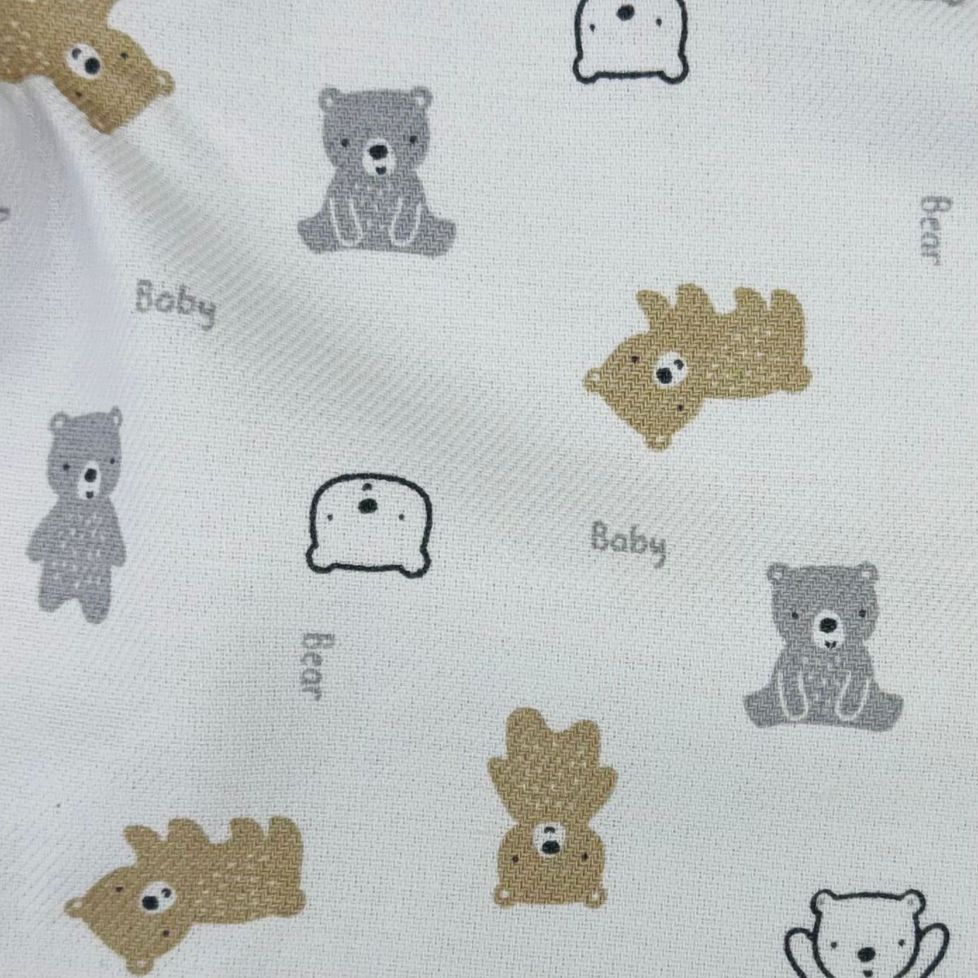 Flanela Cueiro Premium Ursos Bebês Cinza 