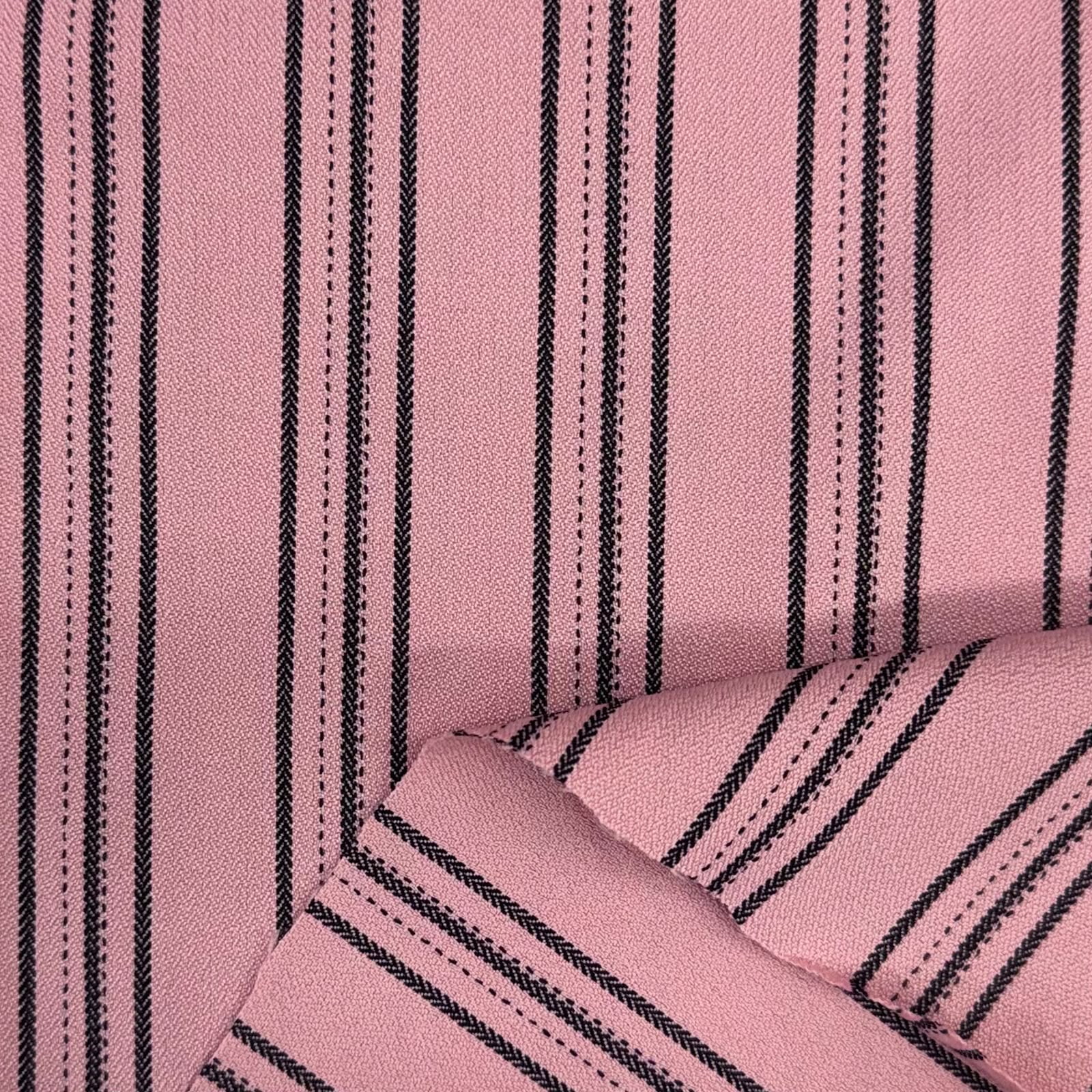 Alfaiataria com Elastano Listrado Rosa