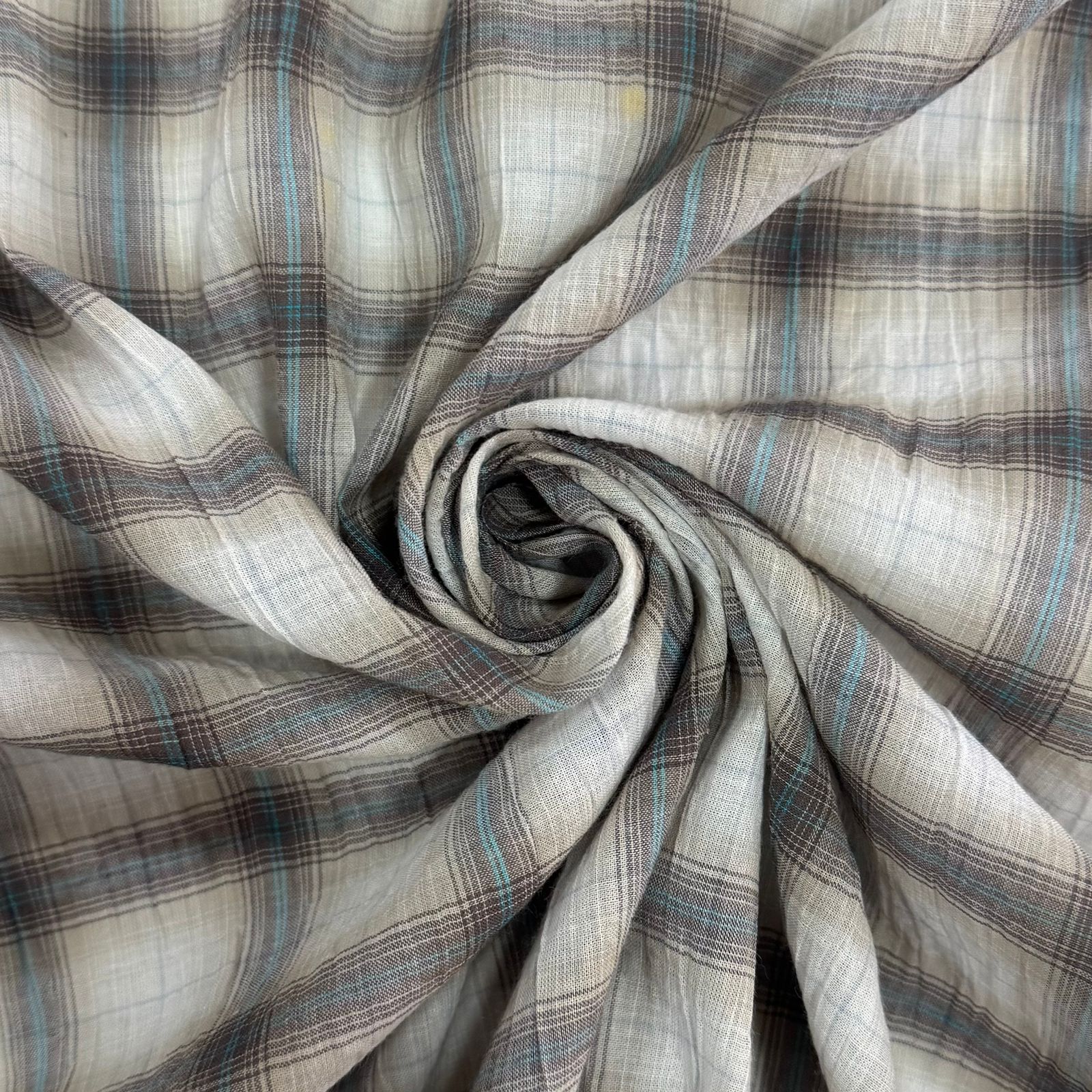 Cambraia de Algodão Xadrez Branco e Cinza LIVE