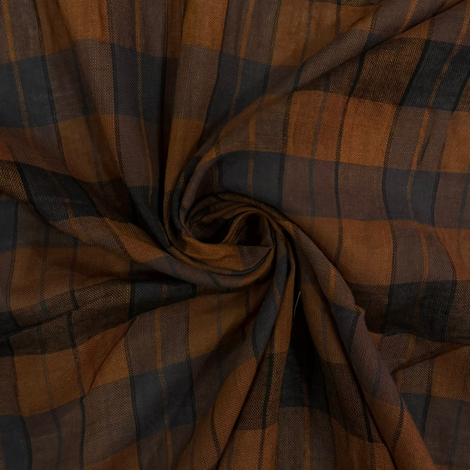 Cambraia de Algodão Xadrez Laranja e Azul