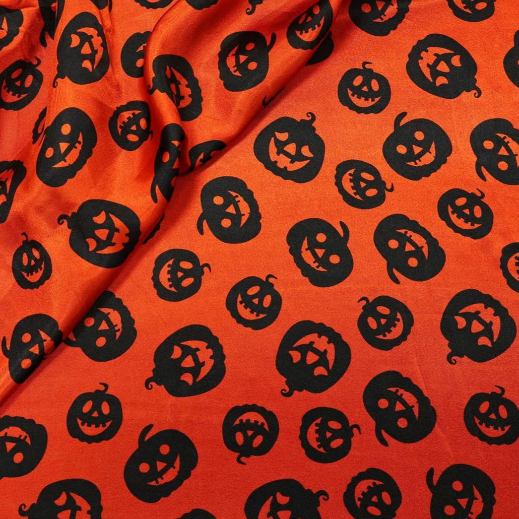 Cetim Halloween Abóbora fundo Laranja