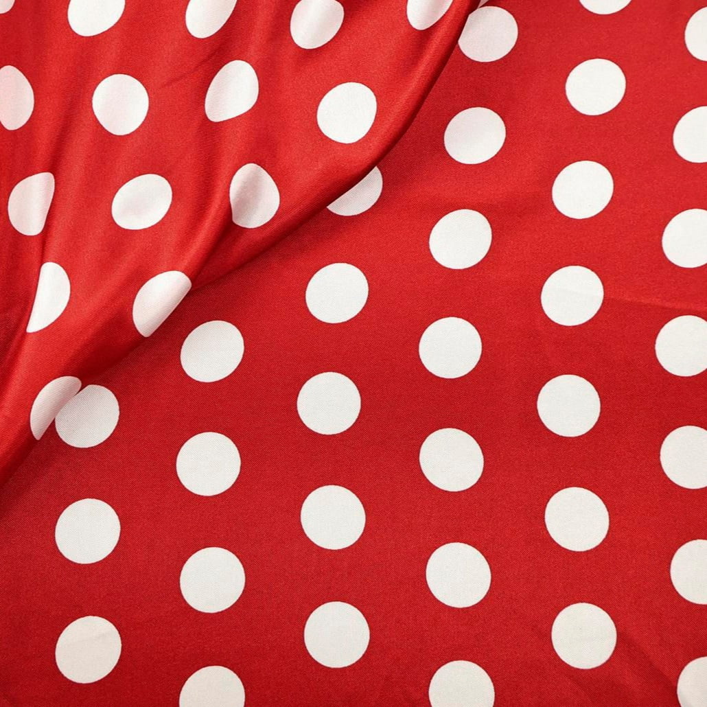 Cetim Poá Grande Branco com Vermelho Minnie