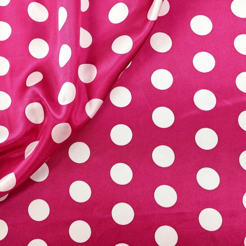 Cetim Poá Grande Rosa com Branco Minnie
