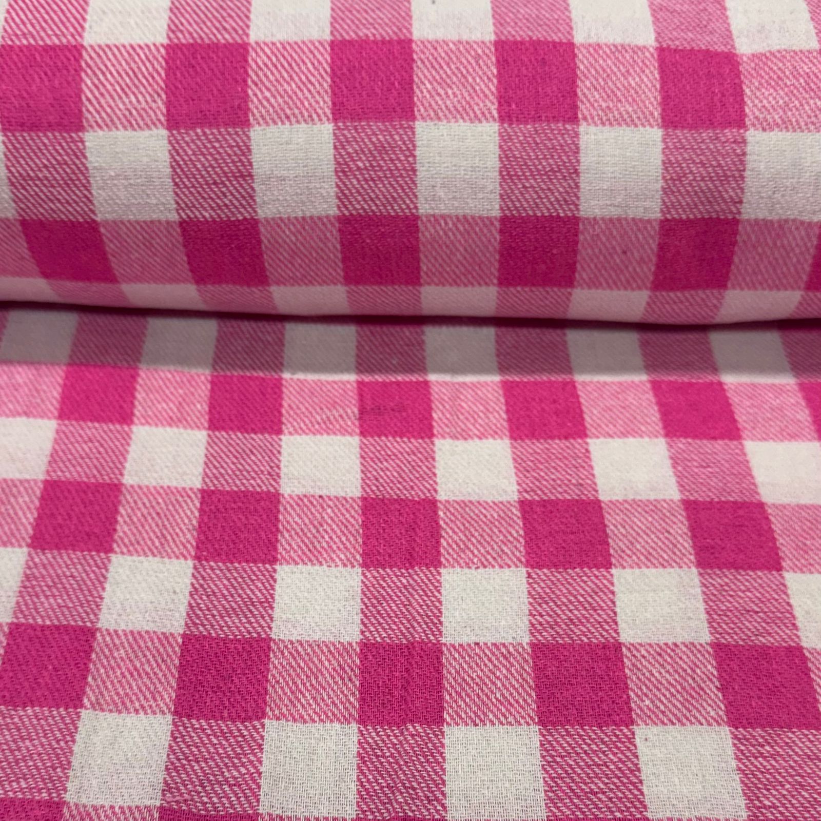 Flanela Rosa Chiclete e Branco